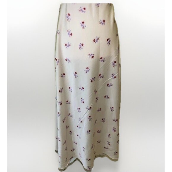 Cotton On Pink Floral Satin Maxi Skirt Size Medium - Picture 1 of 6